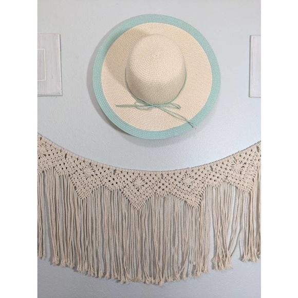 Accessories - Cream and Seafoam Blue/Green Floppy Sun Hat